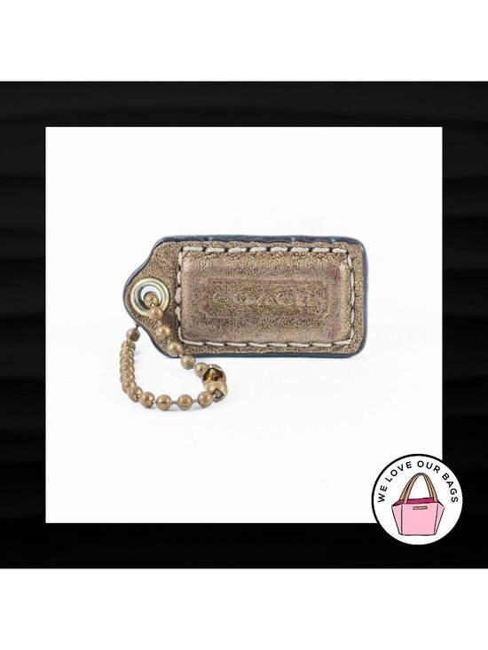 Coach Accessories - 1.5" Small COACH GOLD LEATHER BRASS FOB CHARM KEYCHAIN HANG TAG WRISTLET